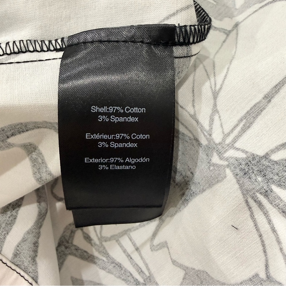 Donna Karan Floral Square Neck Belted Sateen Cotton Midi Dress Black/Pristine - Picture 15 of 16